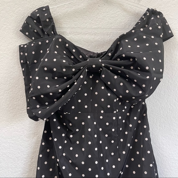 Bardot Bow Mini Dress Polka Dot Black Size XS - Picture 5 of 7